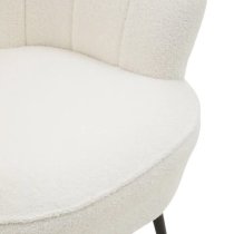 Yurga Velvet Channel Armchair in Plush White With Black Legs