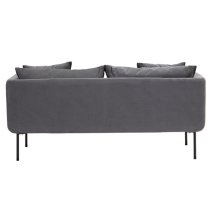 Koper Fabric 2 Seater Sofa In Plush Grey With Black Legs