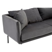 Koper Fabric 2 Seater Sofa In Plush Grey With Black Legs