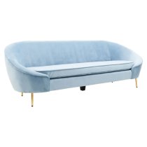 York Velvet 3 Seater Sofa In Aqua Blue With Gold Metal Legs