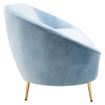 York Velvet 3 Seater Sofa In Aqua Blue With Gold Metal Legs