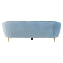 York Velvet 3 Seater Sofa In Aqua Blue With Gold Metal Legs