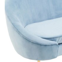 York Velvet 3 Seater Sofa In Aqua Blue With Gold Metal Legs