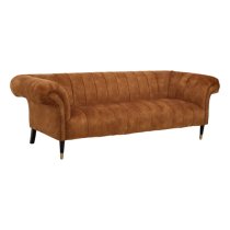 Salta Velvet 3 Seater Sofa In Gold With Pointed Legs