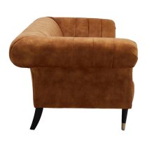 Salta Velvet 3 Seater Sofa In Gold With Pointed Legs