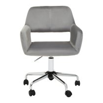 Brent Velvet Home Office Chair In Grey With Chrome Base