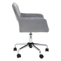 Brent Velvet Home Office Chair In Grey With Chrome Base