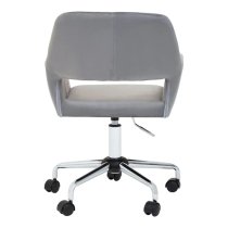 Brent Velvet Home Office Chair In Grey With Chrome Base