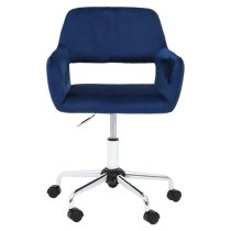 Brent Velvet Home Office Chair In Navy With Chrome Base