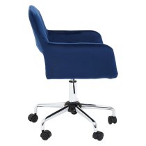 Brent Velvet Home Office Chair In Navy With Chrome Base