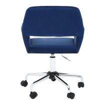 Brent Velvet Home Office Chair In Navy With Chrome Base