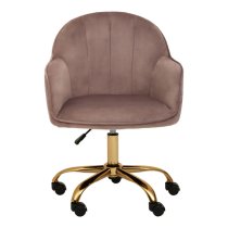 Brent Velvet Home Office Chair In Pink With Gold Base