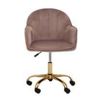 Brent Velvet Home Office Chair In Pink With Gold Base