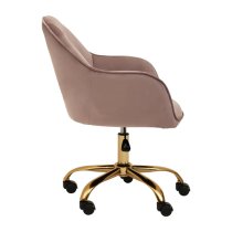 Brent Velvet Home Office Chair In Pink With Gold Base