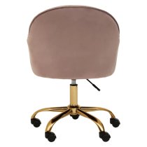 Brent Velvet Home Office Chair In Pink With Gold Base