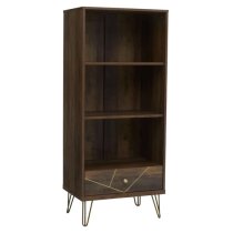 Flora Wooden Bookcase With 2 Large Shelves In Veneering Effect