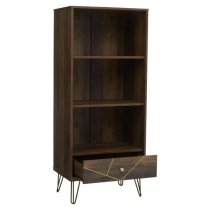 Flora Wooden Bookcase With 2 Large Shelves In Veneering Effect