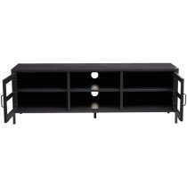 Accra Steel TV Stand With 2 Doors 1 Shelf In Black