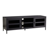 Accra Steel TV Stand With 2 Doors 1 Shelf In Black