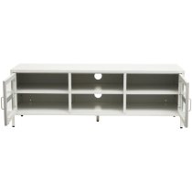 Accra Steel TV Stand With 2 Doors 1 Shelf In White