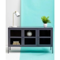 Accra Steel Display Cabinet With 3 Doors In Grey