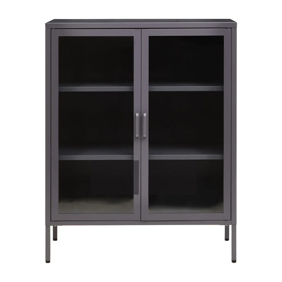 Accra Steel Display Cabinet With 2 Doors In Grey