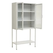 Accra Steel Display Cabinet With 2 Doors And Shelf In White