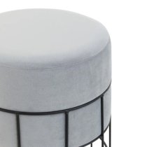 Harbor Straight Velvet Seat Stool With Black Metal Caged Base