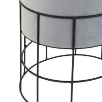 Harbor Straight Velvet Seat Stool With Black Metal Caged Base