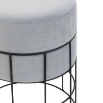 Harbor Straight Velvet Seat Stool With Black Metal Caged Base