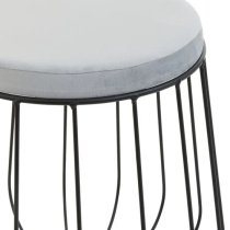 Harbor Tall Velvet Seat Stool With Black Metal Caged Base