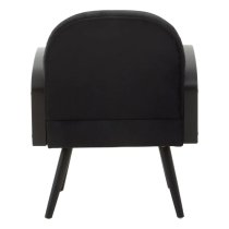 Hanford Velvet Armchair In Black With Black Wooden Legs