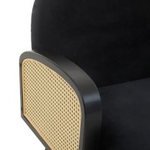 Hanford Velvet Armchair In Black With Black Wooden Legs