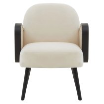 Hanford Velvet Armchair In Natural With Black Wooden Legs