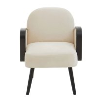 Hanford Velvet Armchair In Natural With Black Wooden Legs