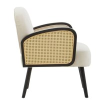 Hanford Velvet Armchair In Natural With Black Wooden Legs