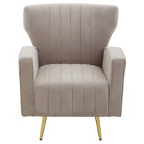 Hasselt Velvet Armchair In Mink With Gold Metal Legs