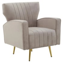 Hasselt Velvet Armchair In Mink With Gold Metal Legs