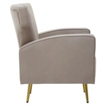 Hasselt Velvet Armchair In Mink With Gold Metal Legs