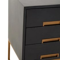 Kassel Mango Wood Side Table With 3 Drawers In Black