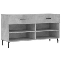 Eureka Wooden Shoe Storage Bench 2 Drawers In Concrete Effect