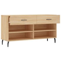 Eureka Wooden Shoe Storage Bench 2 Drawers In Sonoma Oak