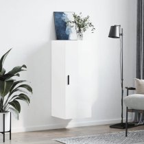 Carrara High Gloss Wall Mounted Storage Cabinet In White