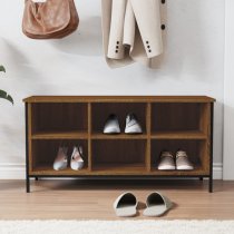 Atlanta Shoe Storage Bench 6 Compartments In Brown Oak