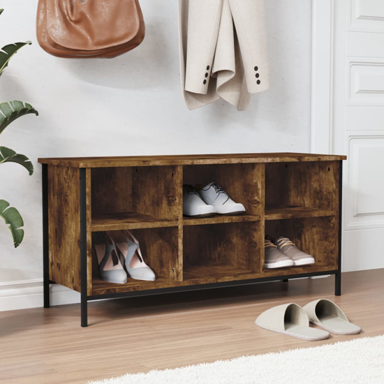 Atlanta Shoe Storage Bench 6 Compartments In Smoked Oak