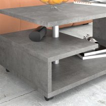 Barletta Wooden G-Shape Coffee Table In Concrete Dark Grey