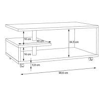 Barletta Wooden G-Shape Coffee Table In Concrete Dark Grey