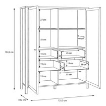 Harbor Display Cabinet Extra Wide In Matt Black And Riviera Oak