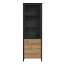 Harbor Display Cabinet Wide In Matt Black And Riviera Oak