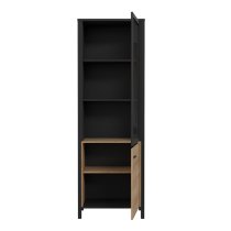 Harbor Display Cabinet Wide In Matt Black And Riviera Oak